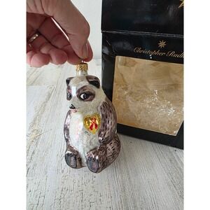 Vintage radko panda bear glass ornament breast cancer Xmas tree